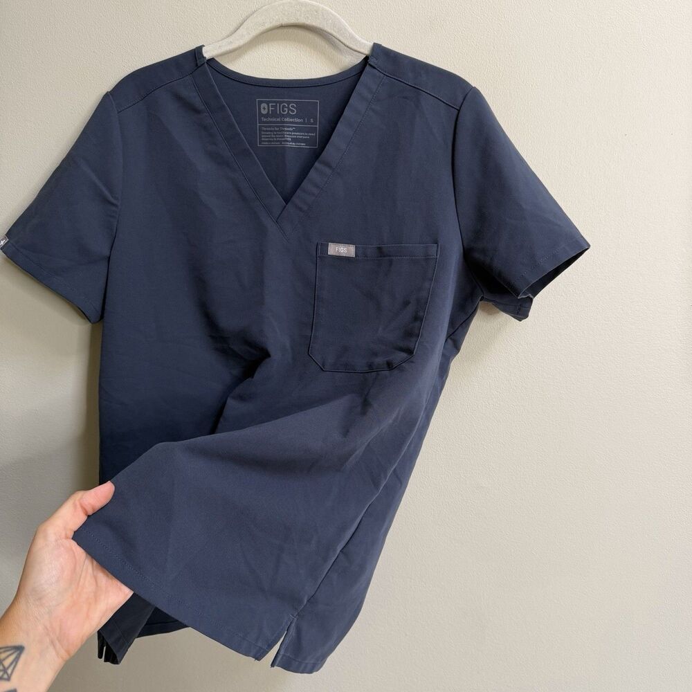 FIGS Night Sky Blue Grey Catarina One-Pocket Scrub Top Size Small - Picture 8 of 12